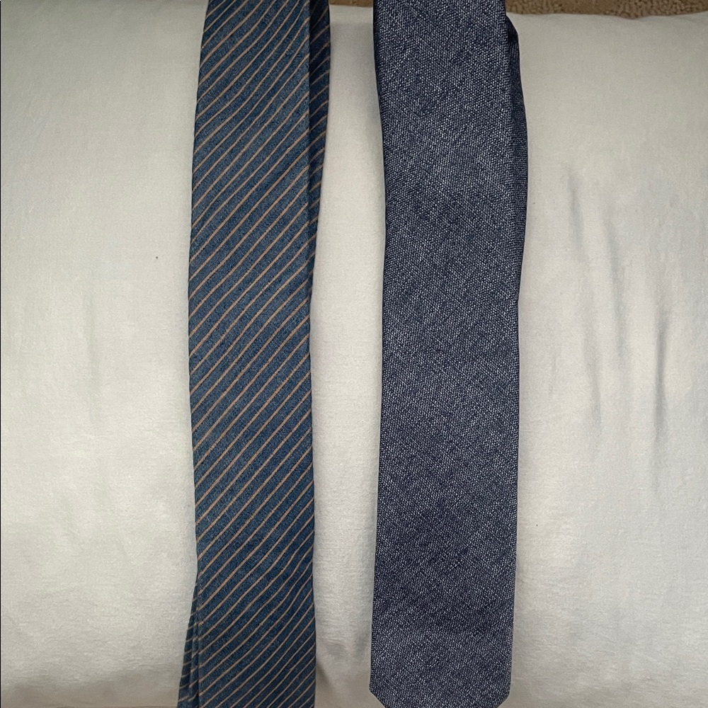 Original Penguin Blue Tie with Tan Diagonal Stripes 2 pack
